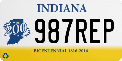 IN license plate 987REP