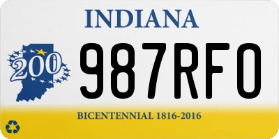 IN license plate 987RFO