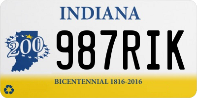 IN license plate 987RIK