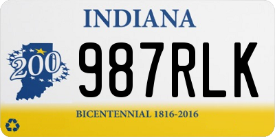 IN license plate 987RLK