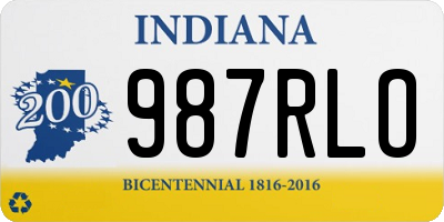 IN license plate 987RLO