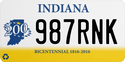 IN license plate 987RNK