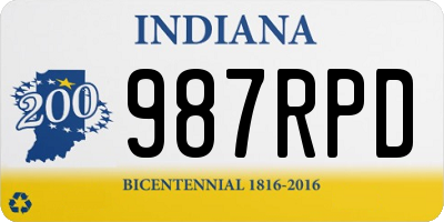 IN license plate 987RPD