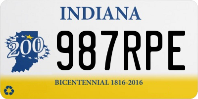IN license plate 987RPE