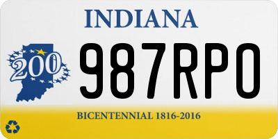 IN license plate 987RPO