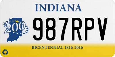 IN license plate 987RPV