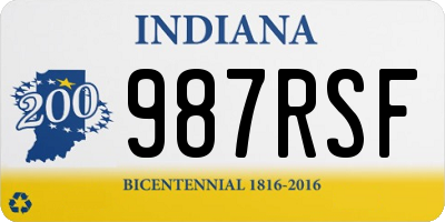 IN license plate 987RSF