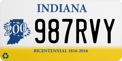 IN license plate 987RVY