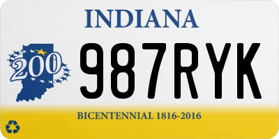 IN license plate 987RYK