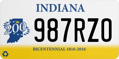 IN license plate 987RZO