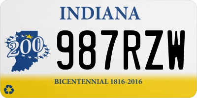 IN license plate 987RZW