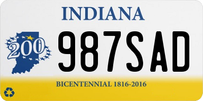 IN license plate 987SAD
