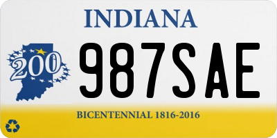 IN license plate 987SAE