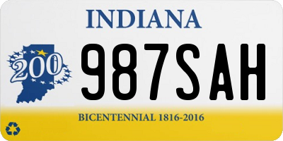 IN license plate 987SAH