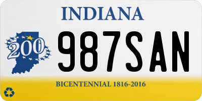 IN license plate 987SAN