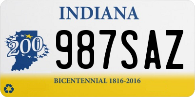 IN license plate 987SAZ