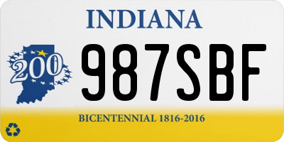 IN license plate 987SBF