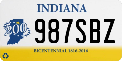 IN license plate 987SBZ