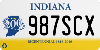 IN license plate 987SCX