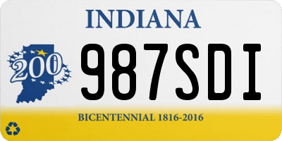 IN license plate 987SDI