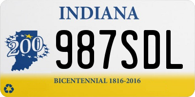 IN license plate 987SDL