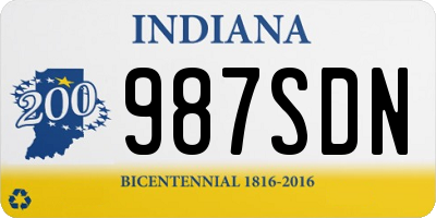 IN license plate 987SDN