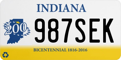 IN license plate 987SEK