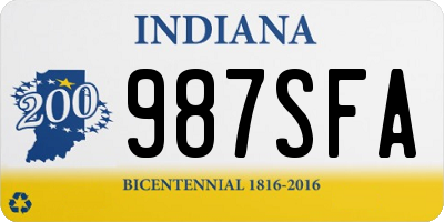 IN license plate 987SFA