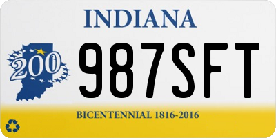 IN license plate 987SFT