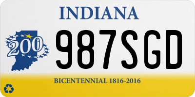 IN license plate 987SGD