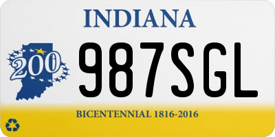 IN license plate 987SGL