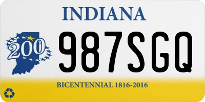 IN license plate 987SGQ