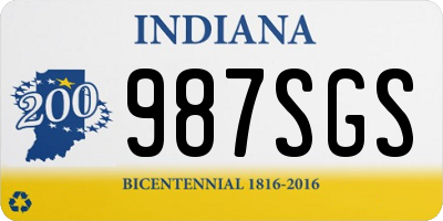 IN license plate 987SGS