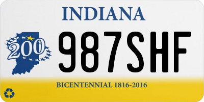 IN license plate 987SHF