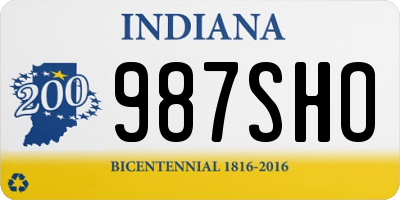 IN license plate 987SHO