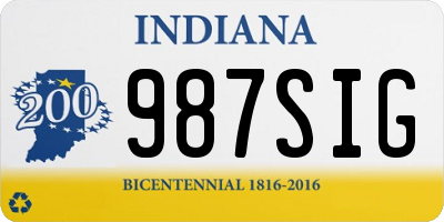 IN license plate 987SIG