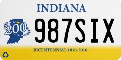 IN license plate 987SIX