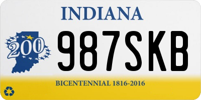 IN license plate 987SKB