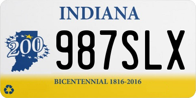 IN license plate 987SLX