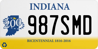 IN license plate 987SMD