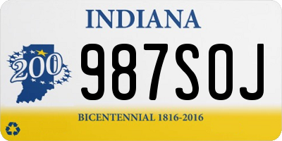 IN license plate 987SOJ