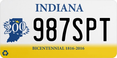 IN license plate 987SPT