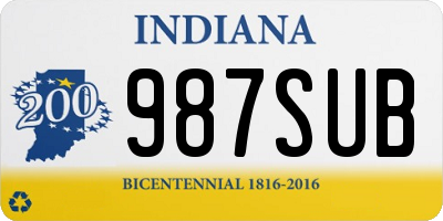 IN license plate 987SUB