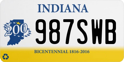 IN license plate 987SWB