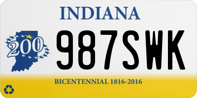 IN license plate 987SWK