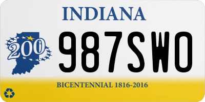 IN license plate 987SWO