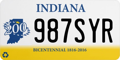 IN license plate 987SYR