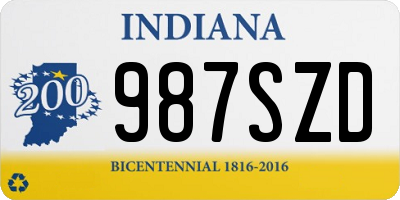 IN license plate 987SZD