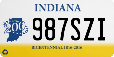 IN license plate 987SZI