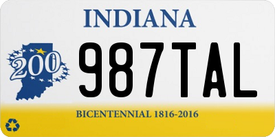 IN license plate 987TAL